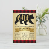 Beer Lumberjack eerste verjaardagsfeestuitnodiging Kaart (Staand voorkant)