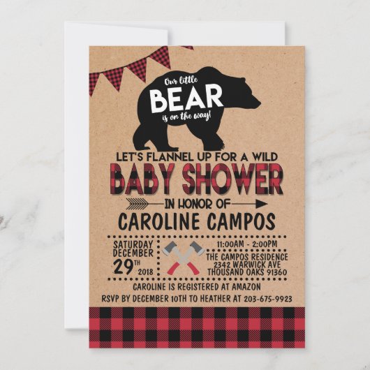 Beer Lumberjack Flannel Baby shower Uitnodiging (Voorkant)