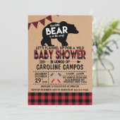 Beer Lumberjack Flannel Baby shower Uitnodiging (Staand voorkant)