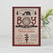 Beer Lumberjack Flannel Boy Baby shower Kaart (Staand voorkant)