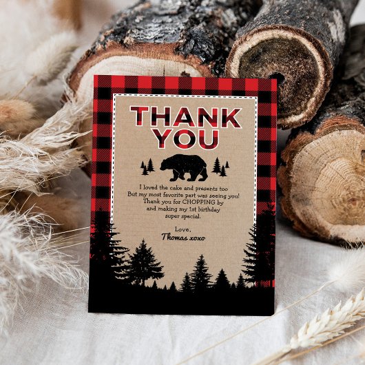 Beer Lumberjack Wild One Birthday Bedankt Card Kaart