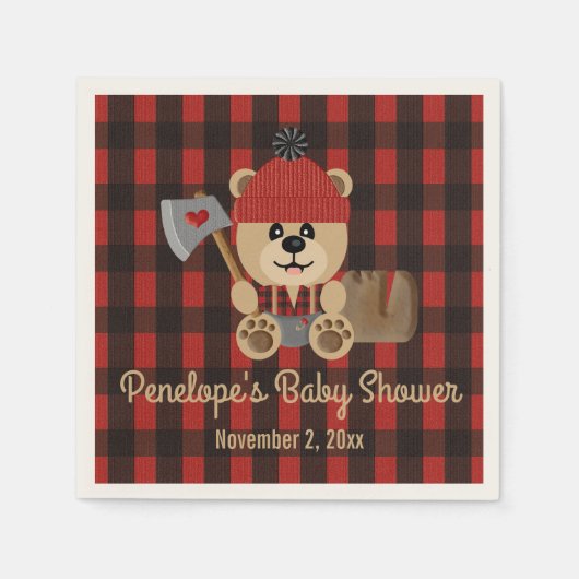 Beer Lumberjack Wilderness Thema Baby shower Servet (Voorkant)