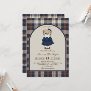 Beer Luxe Geruite Baby Shower voor Meisjes Kaart