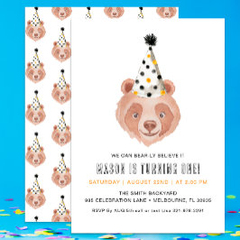 Beer-ly Believe It 1st Birthday Invitation – Teddy Kaart