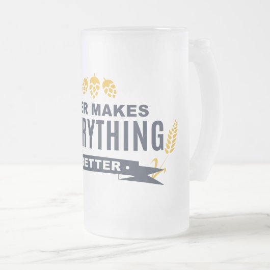 Beer maakt alles beter afgewerkte glazen Mok (Voorkant rechts)