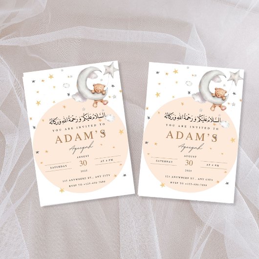 Beer, maan en sterren Aqeeqah Invitation Kaart