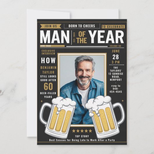Beer Magazine Hoesje Grappige Mannen Verjaardag fo Kaart (Voorkant)