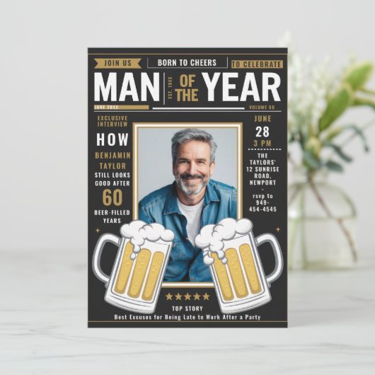 Beer Magazine Hoesje Grappige Mannen Verjaardag fo Kaart (Staand voorkant)