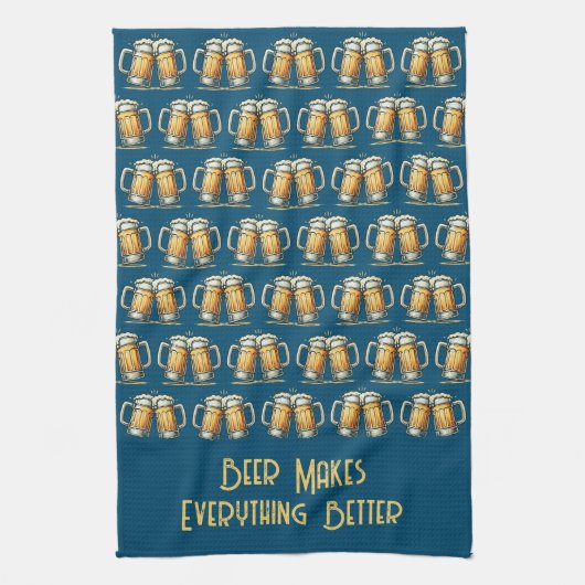 Beer Makes Everything Better Kitchen Towel Theedoek (Verticaal)