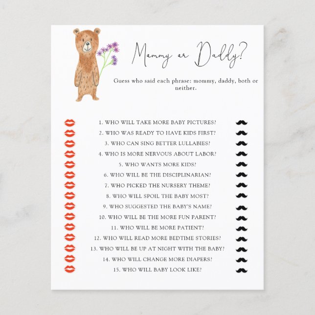 Beer - mama of papa baby shower spel (Voorkant)
