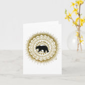 Beer Mandala Opgevouwen Note Kaart (Gele Bloem)