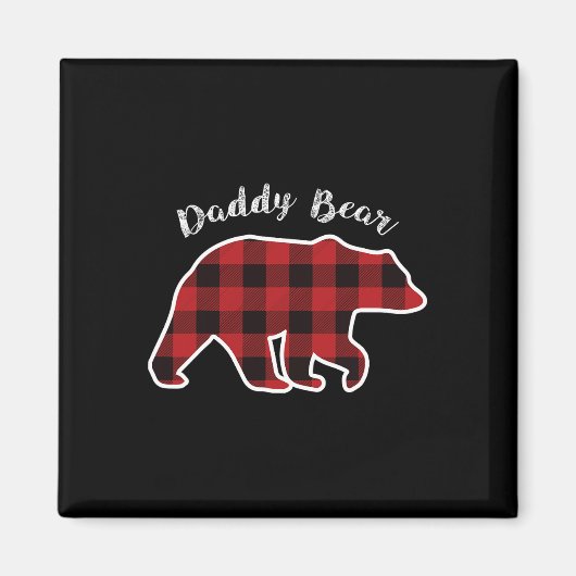 Beer Mannen Rood Plaid Kerst Pyjama Familie Papa G Magneet (Voorkant)