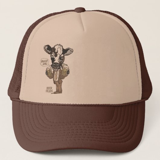 Beer me Moo Cow van Mudge Studios Trucker Pet (Voorkant)
