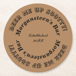 Beer me op Scotty! Naam balk- of Man-grot Ronde Kartonnen Onderzetter