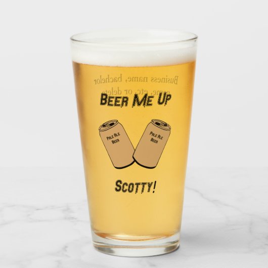 Beer me op Scotty! Wedding Groomsman Bar Novelty Glas (Voorkant gevuld)