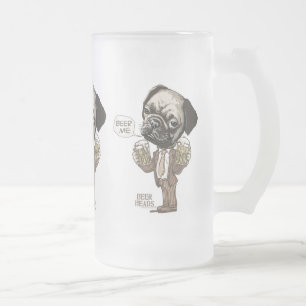 Beer me Pug van Mudge Studios Matglas Bierpul