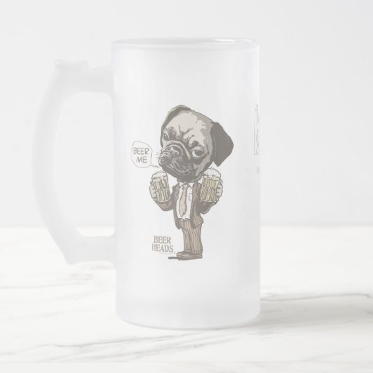 Beer me Pug van Mudge Studios Matglas Bierpul (Links)