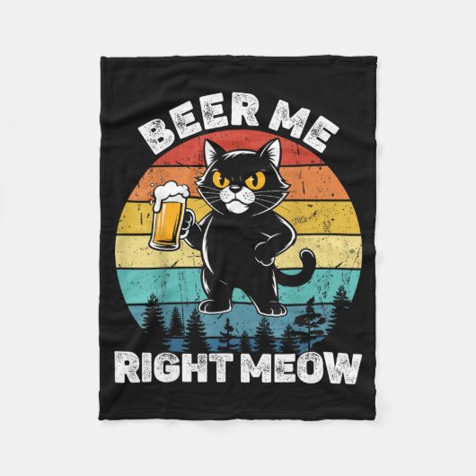 Beer Me Right Meow Funny Cat Drinking Humor Fleece Deken (Voorkant)