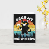 Beer Me Right Meow Funny Cat Drinking Humor  Kaart (Gele Bloem)