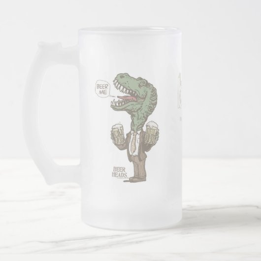 Beer me T. Rex van Mudge Studios Matglas Bierpul (Links)