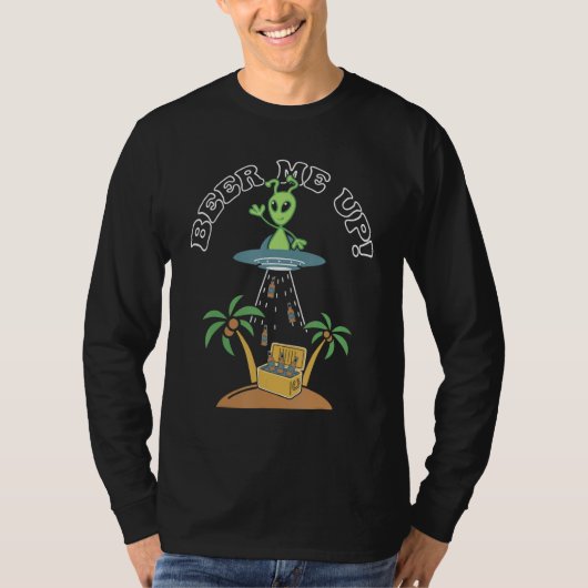Beer Me Up Cute  Alien Pool Party Summer T-shirt (Voorkant)