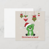 Beer Merry Christmas Winter Dieren Beren Uitnodigi Kaart (Voorkant / Achterkant)