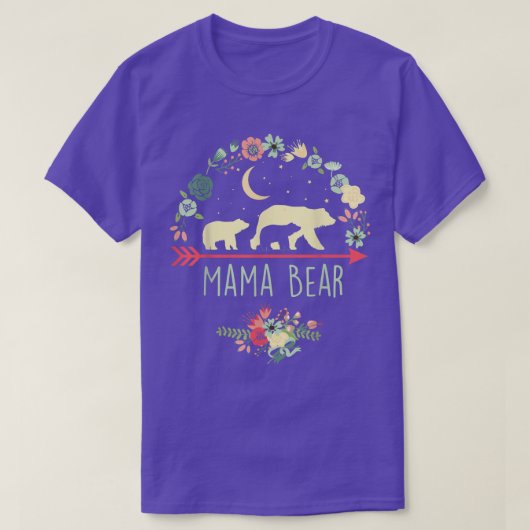 Beer met 2 Cubs Floral Moederdag T-shirt (Design voorkant)