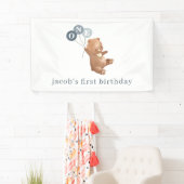 Beer met 3 blauwe ballonbanner spandoek (Insitu)