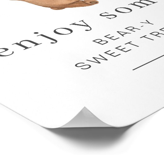 Beer met 3 blauwe ballonnen - Sweet Treons Sign Poster (Hoek)