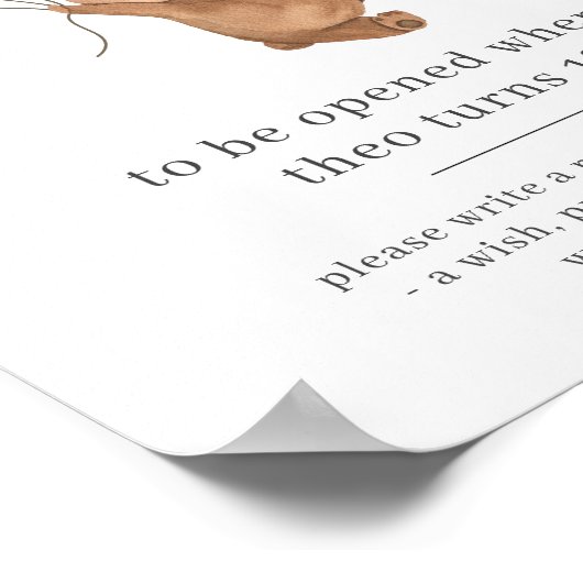 Beer met 3 blauwe ballons Tijdcapsule Poster (Hoek)