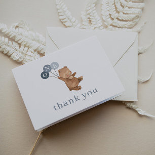 Beer met 3 Blue Balloons - Thank You Card Bedankkaart