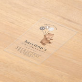 Beer met 3 bruine ballonnen 1e verjaardag acryl uitnodigingen (Laagn)