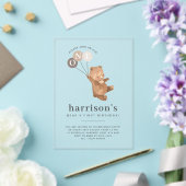 Beer met 3 bruine ballonnen 1e verjaardag acryl uitnodigingen (Insitu (Huwelijk))