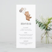 Beer met 3 bruine ballonnen - 1e Verjaardag - Menu (Staand voorkant)