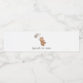 Beer met 3 bruine ballonnen - 1e Verjaardag Waterfles Etiket (Enkel label)