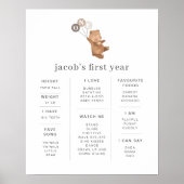 Beer met 3 bruine ballonnen Poster (Voorkant)