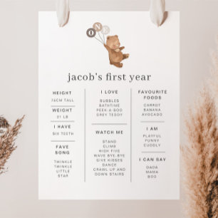 Beer met 3 bruine ballonnen Poster