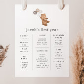 Beer met 3 bruine ballonnen Poster