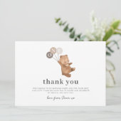 Beer met 3 bruine ballonnen - Thank You Card Kaart (Staand voorkant)