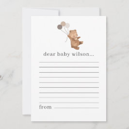 Beer met 3 bruine ballonnen Tijd Capsule Notitie K Feestdagenkaart