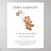 Beer met 3 bruine ballonnen Tijd Capsule Poster (Voorkant)