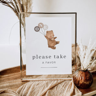 Beer met 3 bruine ballonnen voor een positief teke poster