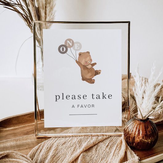 Beer met 3 bruine ballonnen voor een positief teke poster