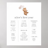 Beer met 3 roze ballonnen Poster van Mijlsteen (Voorkant)