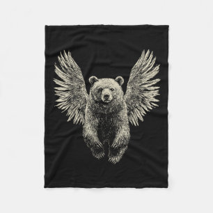 Beer met Angel Wings Retro Wildlife Kunstwerk Vlie Fleece Deken