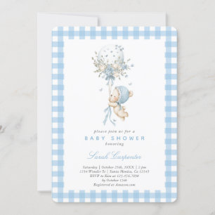 Beer met ballon baby shower jongen kaart