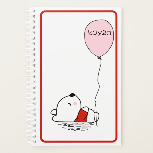 Beer met ballon Leuke Modern Naam Planner (Voorkant)