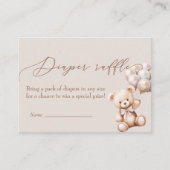 Beer met ballonnen Baby shower luier rafel Informatiekaartje (Voorkant)