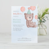 Beer met ballonnen baby shower-uitnodiging kaart (Staand voorkant)