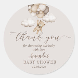 Beer met ballonnen bedankt ronde sticker